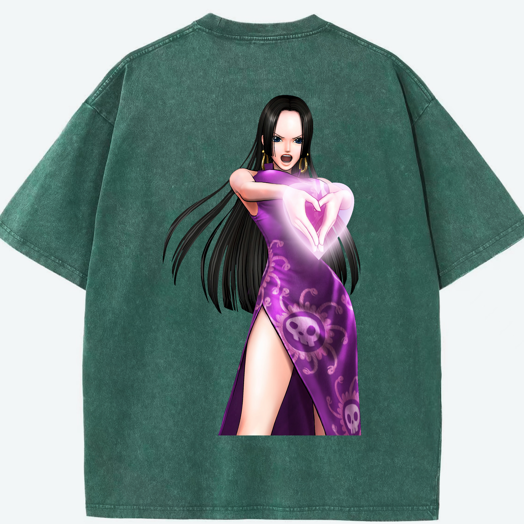 ワンピース ボア・ハンコック ONE PIECE Boa·Hancock 綿100% ヴィンテージ風 半袖Tシャツ（背面プリント）